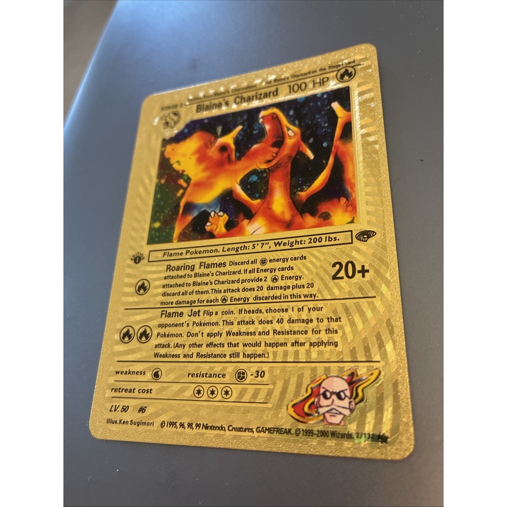 Pokemon TCG Blaine's Charizard 2/132 Gym Challenge 1st Ed Holo WOTC 1999 Fan Art